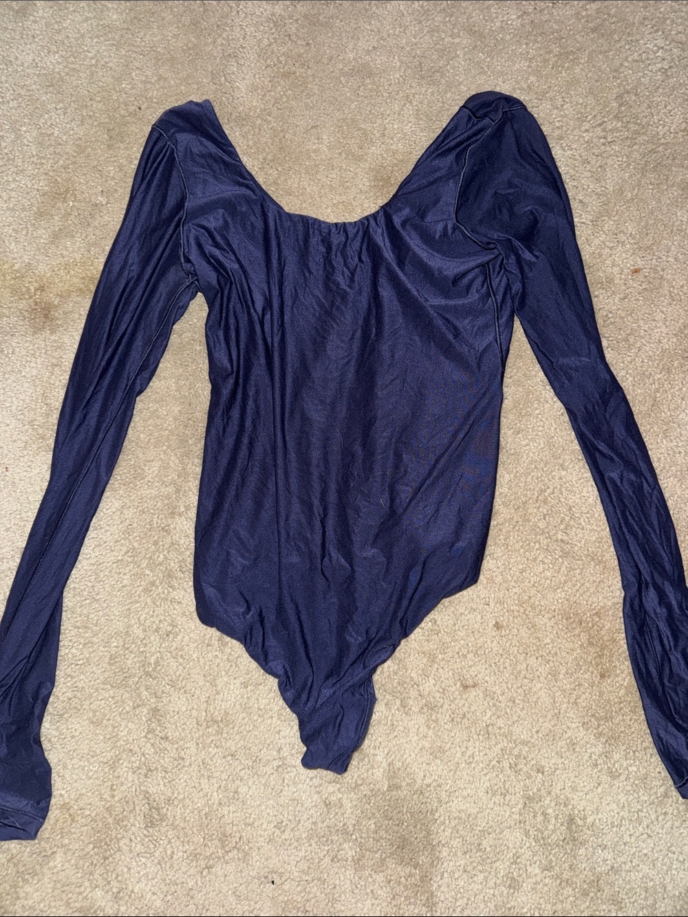 Women's Navy Long-Sleeve Scoop Neck Bodysuit